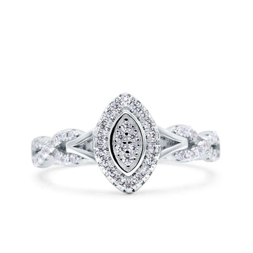 Marquise Infinity Half Eternity Ring Wedding Band Round Pave Simulated CZ 925 Sterling Silver (11mm)